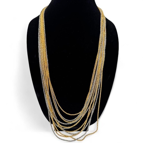 Vintage Vogue Bijoux Multi-Strand Necklace | Gold & Silver Tone | Stamped - Picture 1 of 3